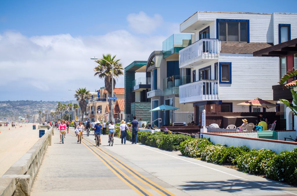 Ocean Front Walk at Mission Beach in San Diego